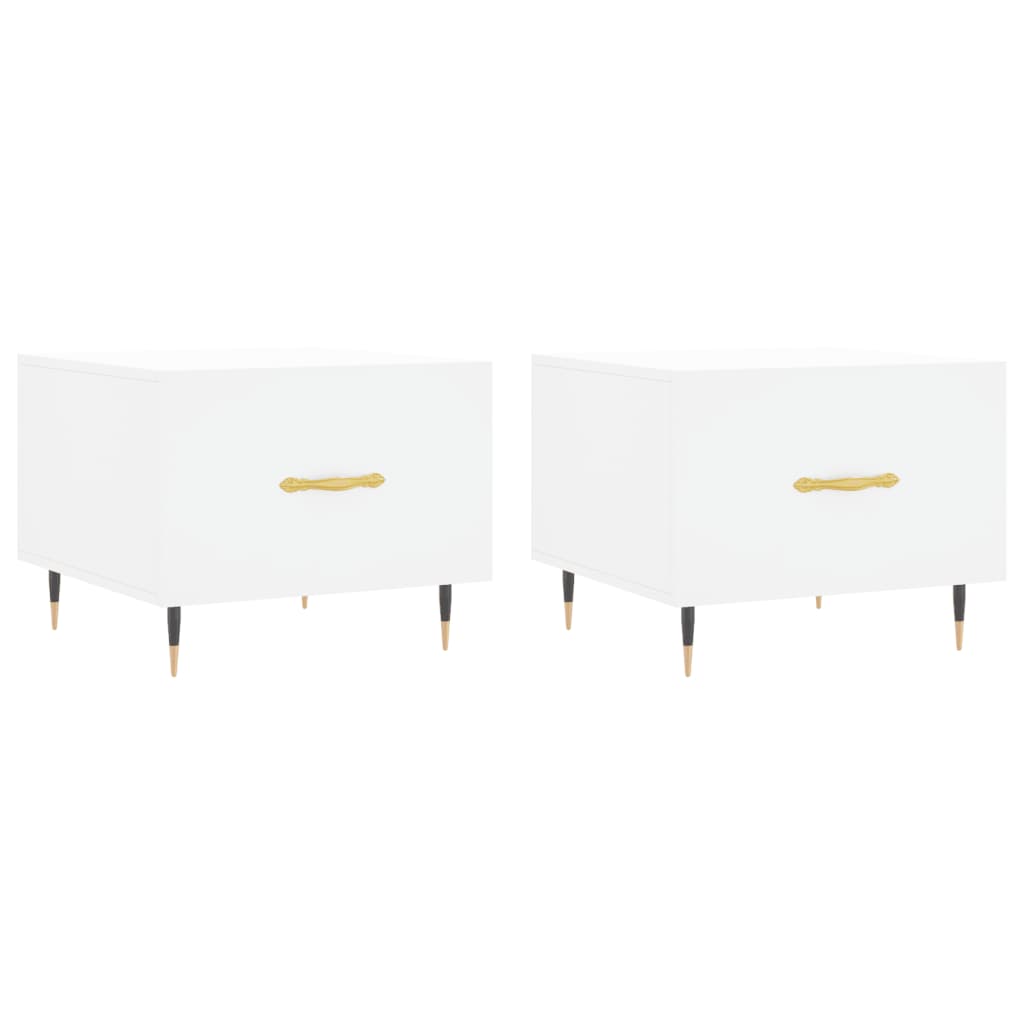 Tavolini da Salotto 2 pz Bianchi 50x50x40 cm Legno Multistrato | homemem39