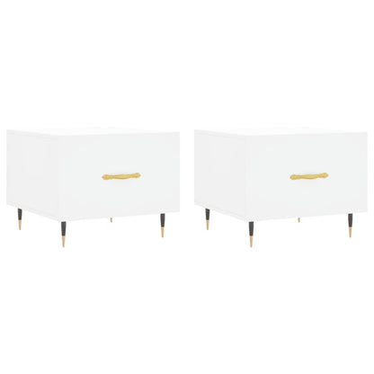 Tavolini da Salotto 2 pz Bianchi 50x50x40 cm Legno Multistrato | homemem39