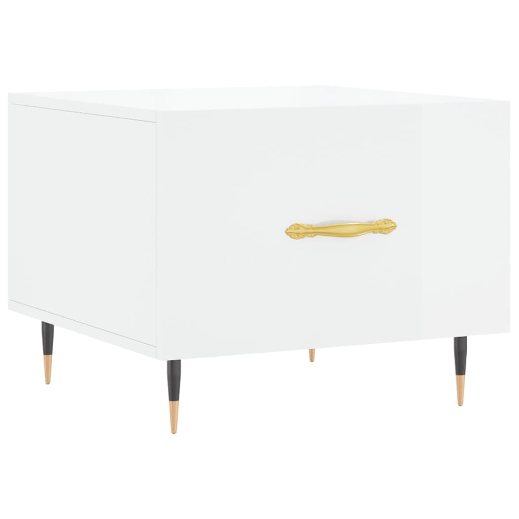 Tavolino da Salotto Bianco Lucido 50x50x40 cm Legno Multistrato