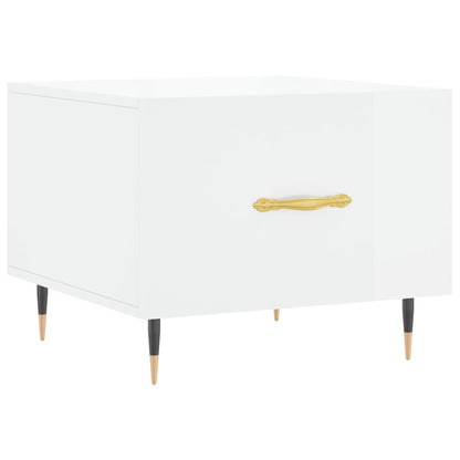 Tavolino da Salotto Bianco Lucido 50x50x40 cm Legno Multistrato
