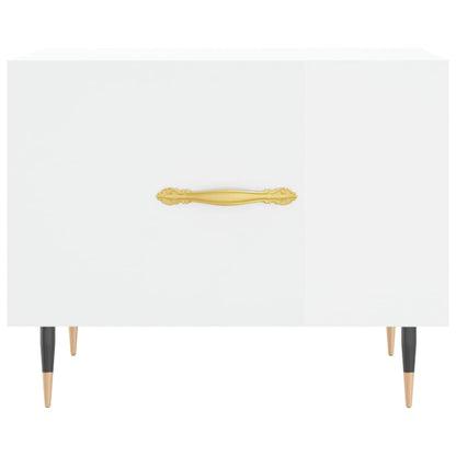 Tavolino da Salotto Bianco Lucido 50x50x40 cm Legno Multistrato
