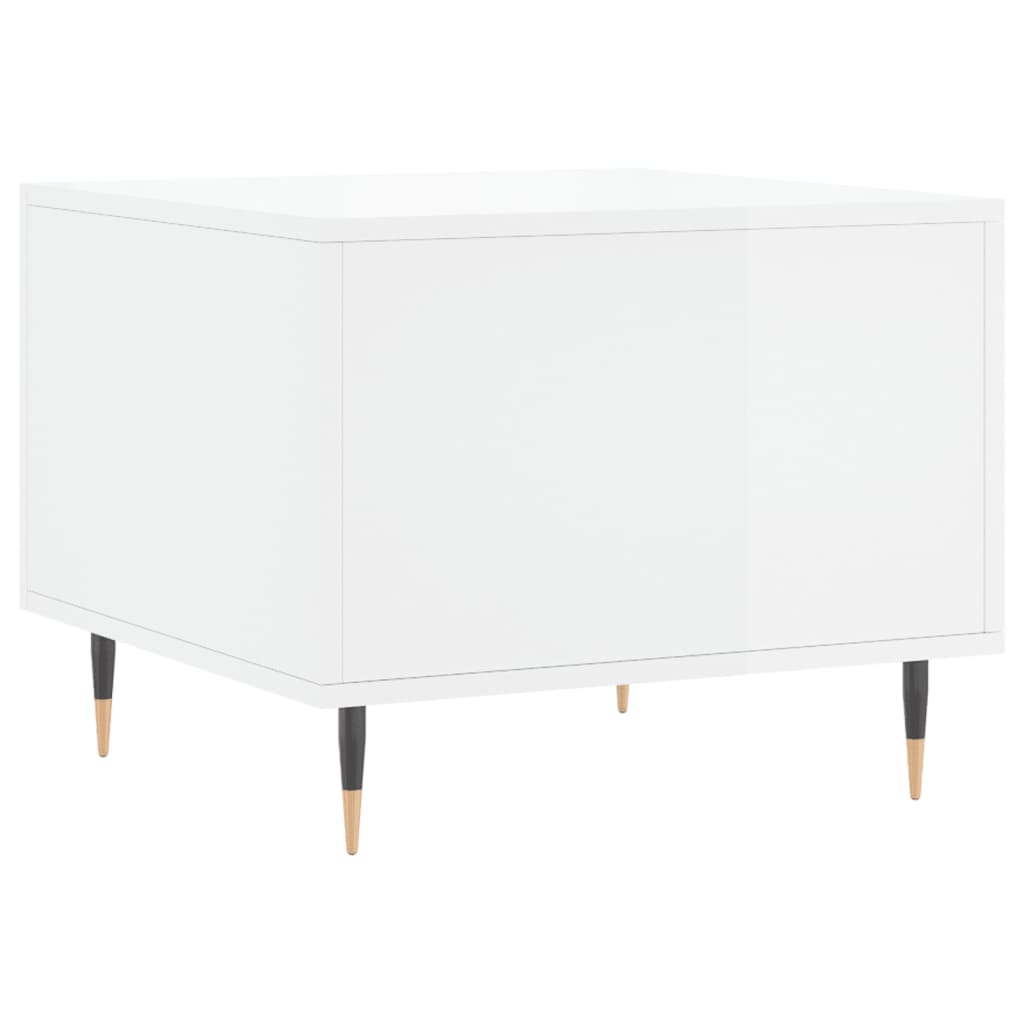 Tavolino da Salotto Bianco Lucido 50x50x40 cm Legno Multistrato