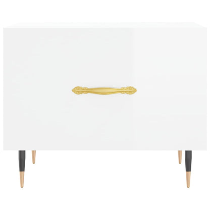 Tavolini Salotto 2pz Bianco Lucido 50x50x40cm Legno Multistrato