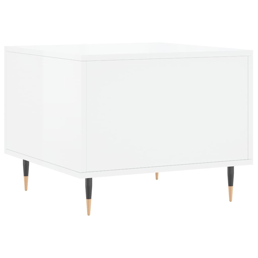 Tavolini Salotto 2pz Bianco Lucido 50x50x40cm Legno Multistrato