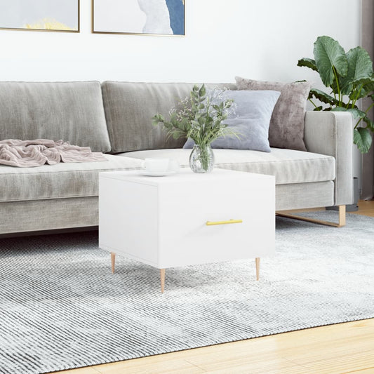 Tavolino da Salotto Bianco 50x50x40 cm in Legno Multistrato | homemem39