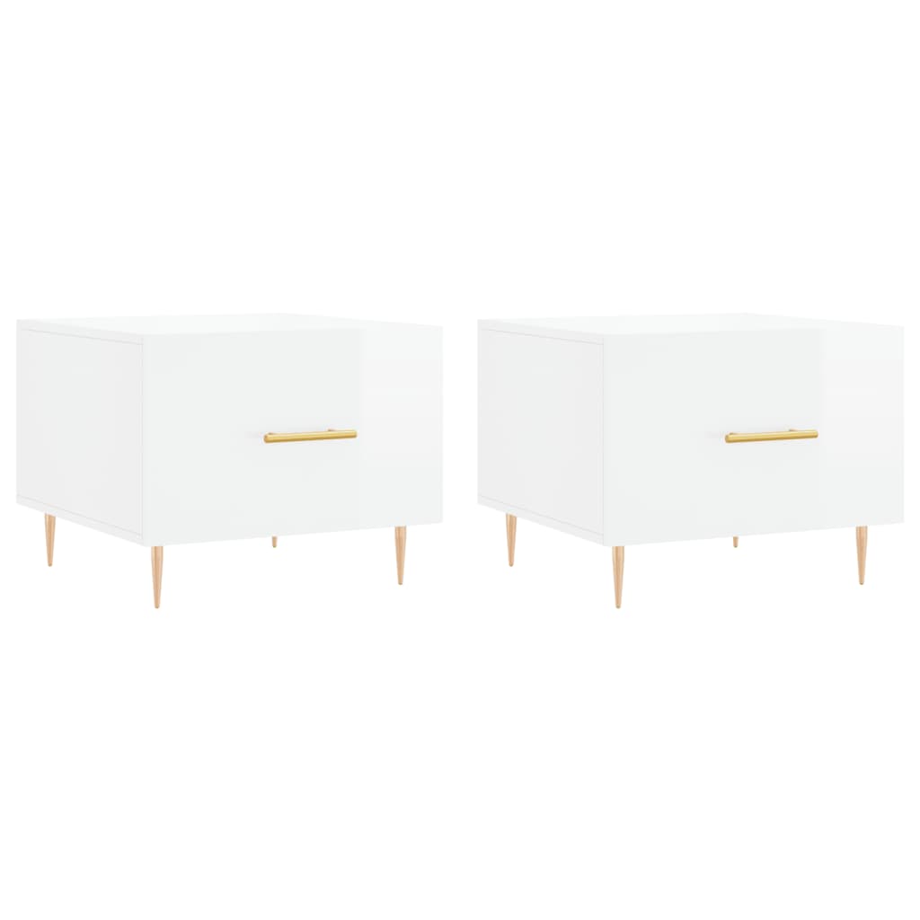 Tavolini Salotto 2pz Bianco Lucido 50x50x40cm Legno Multistrato | homemem39