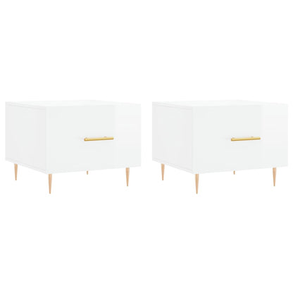 Tavolini Salotto 2pz Bianco Lucido 50x50x40cm Legno Multistrato | homemem39