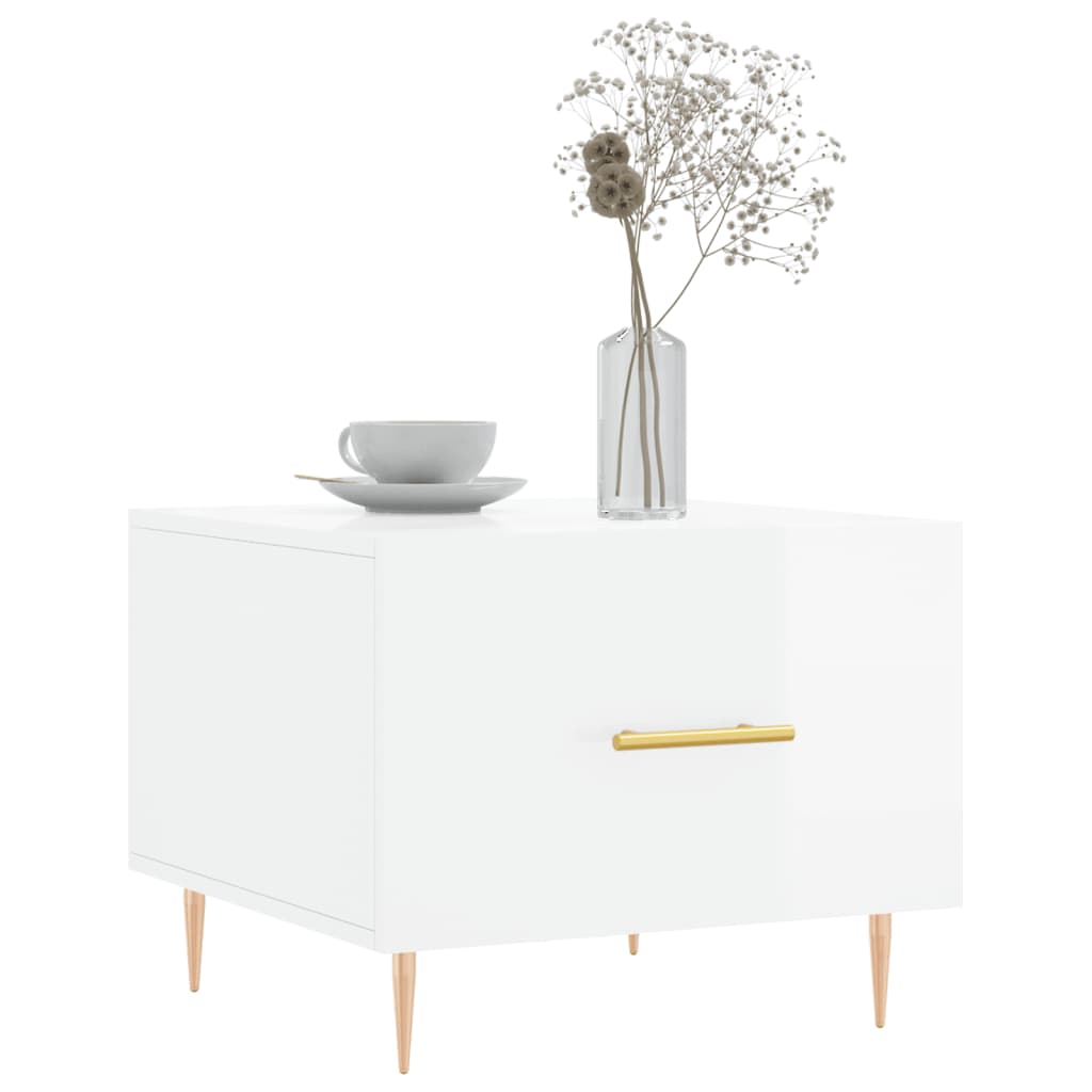 Tavolini Salotto 2pz Bianco Lucido 50x50x40cm Legno Multistrato | homemem39