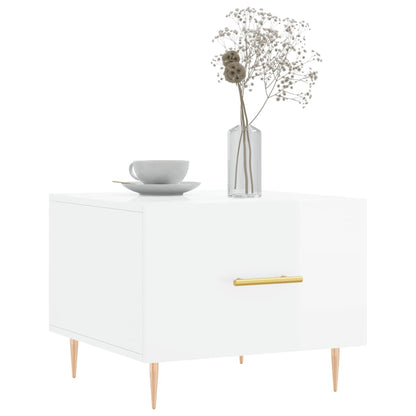 Tavolini Salotto 2pz Bianco Lucido 50x50x40cm Legno Multistrato | homemem39