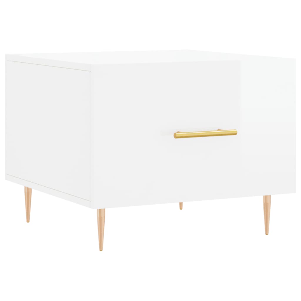 Tavolini Salotto 2pz Bianco Lucido 50x50x40cm Legno Multistrato | homemem39