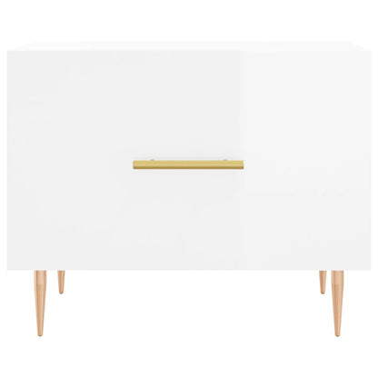 Tavolini Salotto 2pz Bianco Lucido 50x50x40cm Legno Multistrato | homemem39