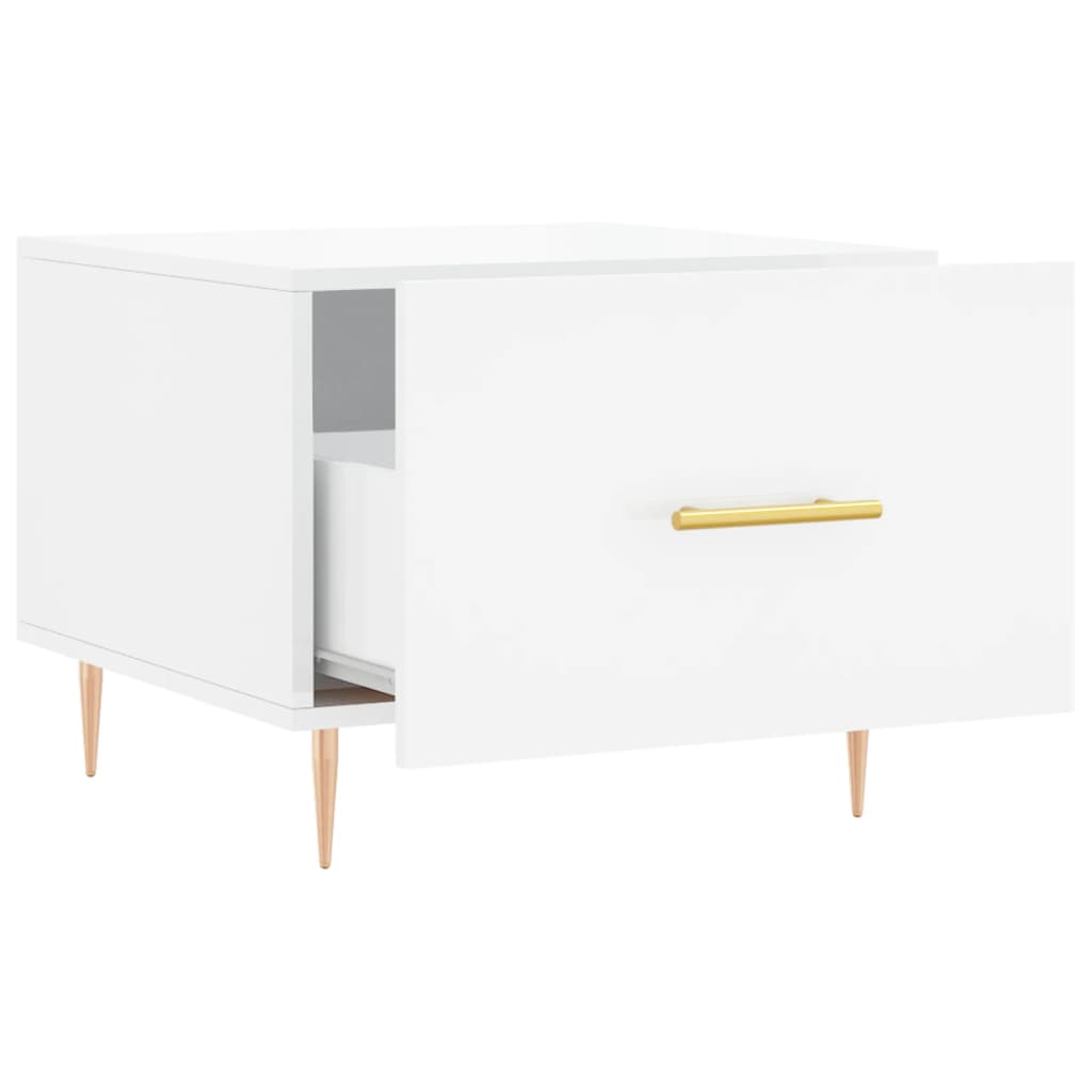 Tavolini Salotto 2pz Bianco Lucido 50x50x40cm Legno Multistrato | homemem39