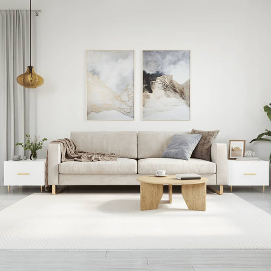 Tavolini Salotto 2pz Bianco Lucido 50x50x40cm Legno Multistrato | homemem39