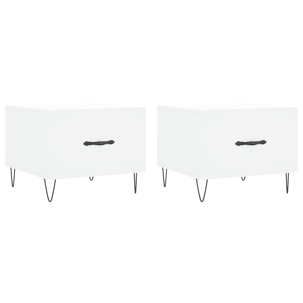 Tavolini da Salotto 2 pz Bianchi 50x50x40 cm Legno Multistrato