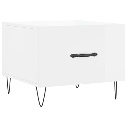 Tavolino da Salotto Bianco Lucido 50x50x40 cm Legno Multistrato | homemem39