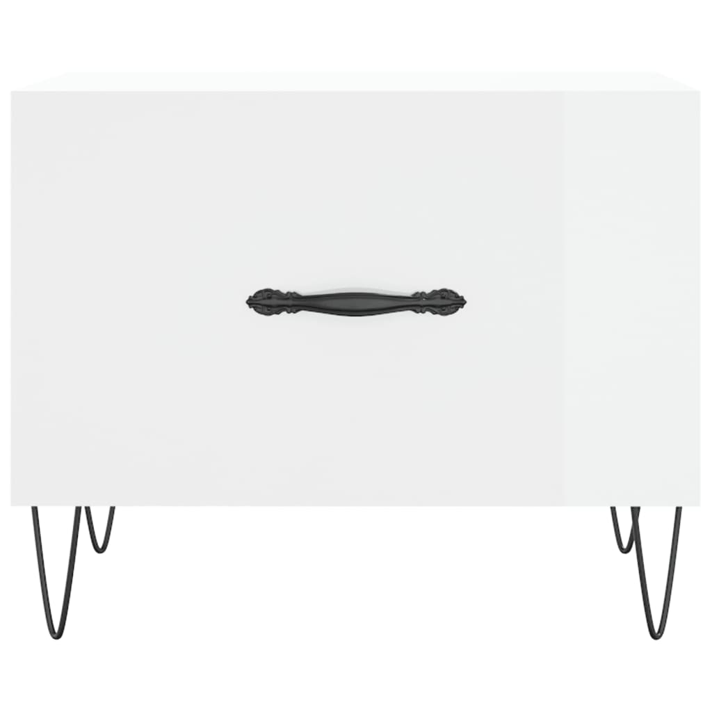 Tavolino da Salotto Bianco Lucido 50x50x40 cm Legno Multistrato | homemem39