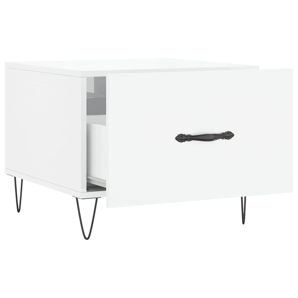Tavolino da Salotto Bianco Lucido 50x50x40 cm Legno Multistrato | homemem39