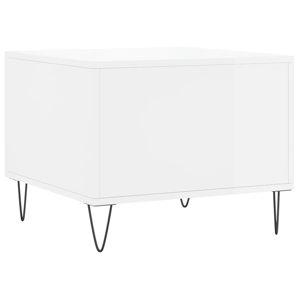 Tavolino da Salotto Bianco Lucido 50x50x40 cm Legno Multistrato | homemem39