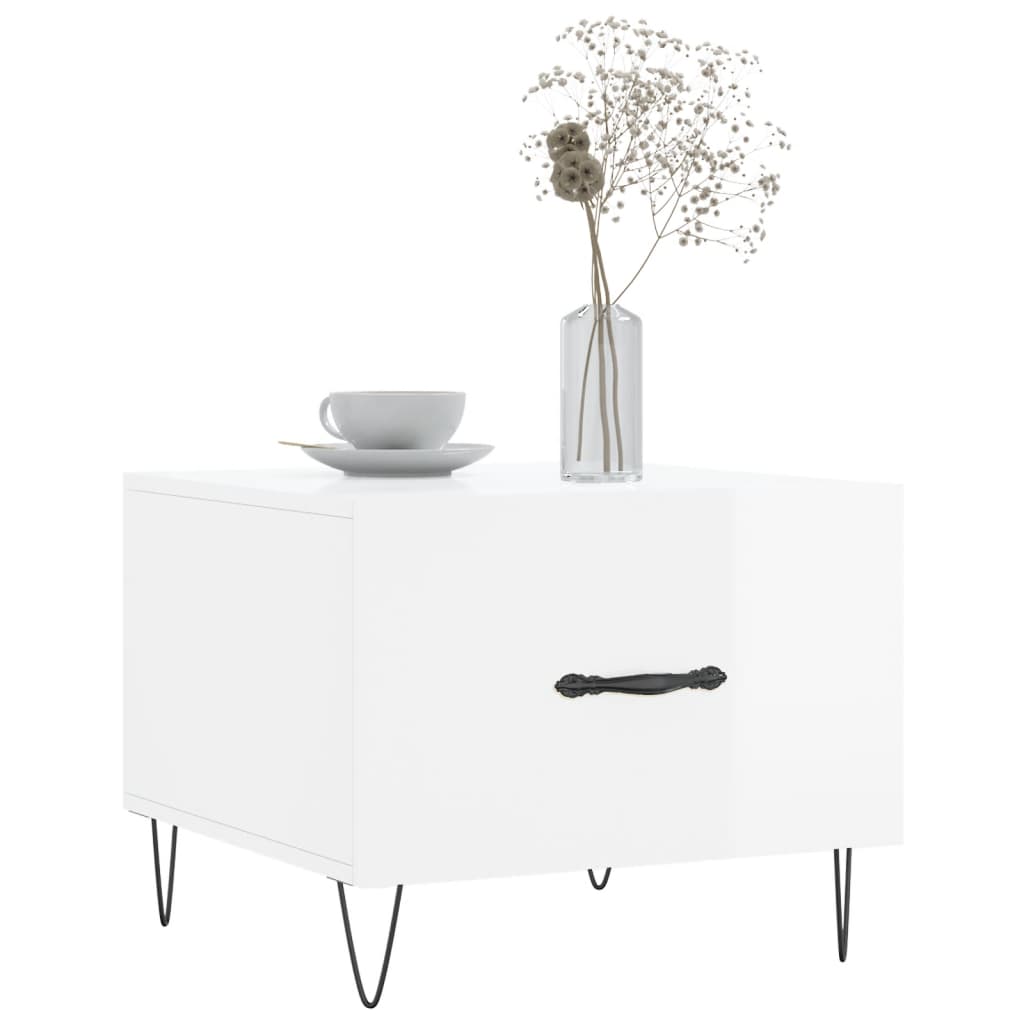 Tavolini Salotto 2pz Bianco Lucido 50x50x40cm Legno Multistrato | homemem39