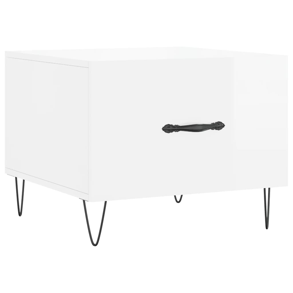 Tavolini Salotto 2pz Bianco Lucido 50x50x40cm Legno Multistrato | homemem39