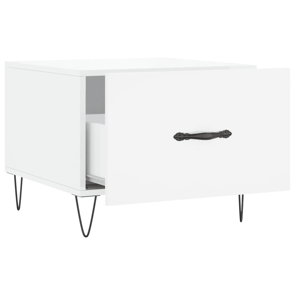 Tavolini Salotto 2pz Bianco Lucido 50x50x40cm Legno Multistrato | homemem39