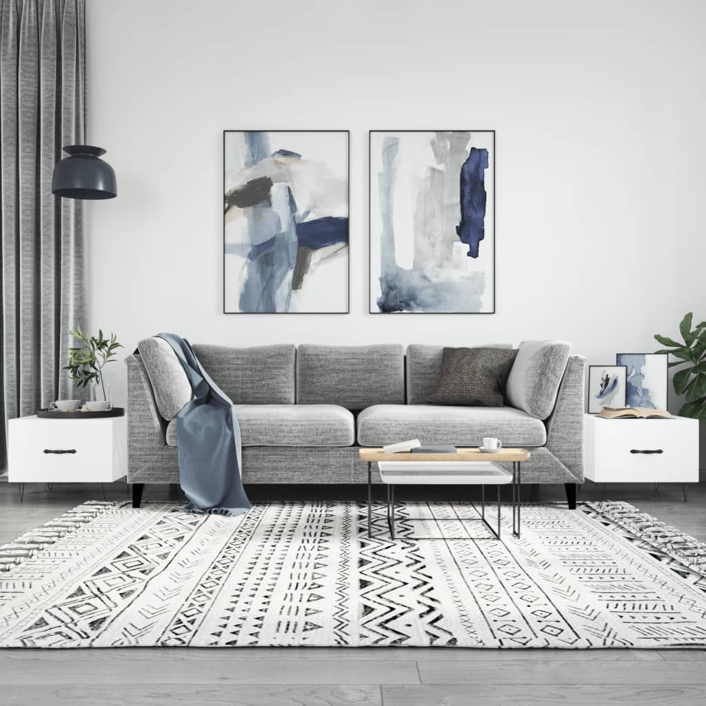 Tavolini Salotto 2pz Bianco Lucido 50x50x40cm Legno Multistrato | homemem39