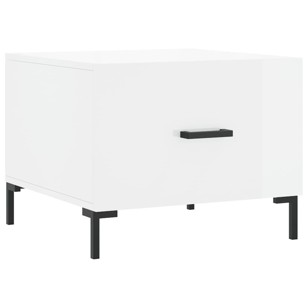 Tavolino da Salotto Bianco Lucido 50x50x40 cm Legno Multistrato | homemem39