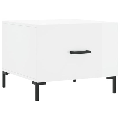 Tavolino da Salotto Bianco Lucido 50x50x40 cm Legno Multistrato | homemem39