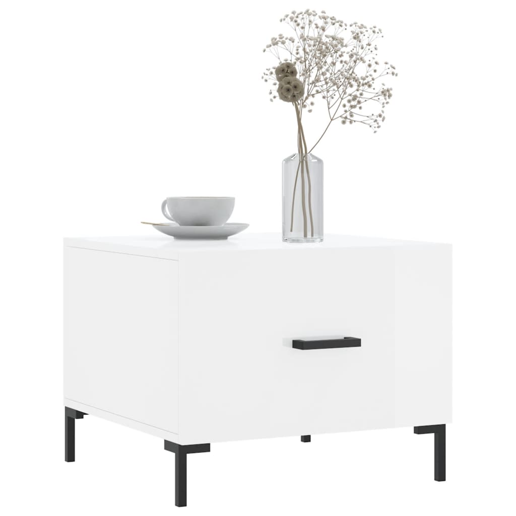 Tavolino da Salotto Bianco Lucido 50x50x40 cm Legno Multistrato | homemem39