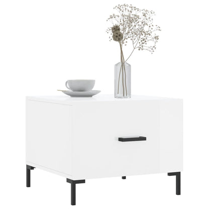 Tavolino da Salotto Bianco Lucido 50x50x40 cm Legno Multistrato | homemem39
