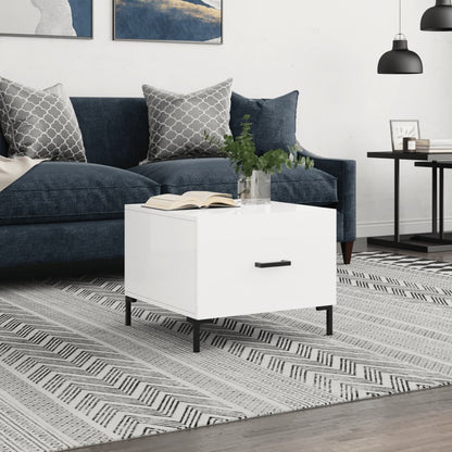 Tavolino da Salotto Bianco Lucido 50x50x40 cm Legno Multistrato | homemem39
