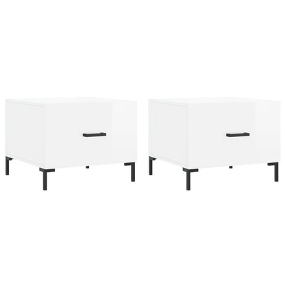 Tavolini Salotto 2pz Bianco Lucido 50x50x40cm Legno Multistrato | homemem39
