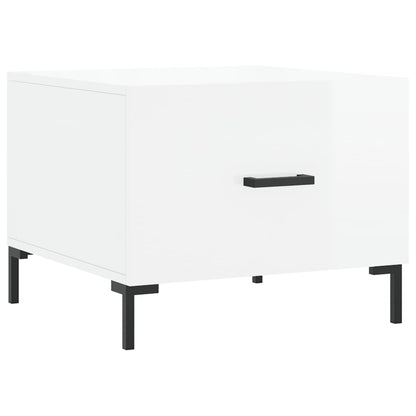 Tavolini Salotto 2pz Bianco Lucido 50x50x40cm Legno Multistrato | homemem39