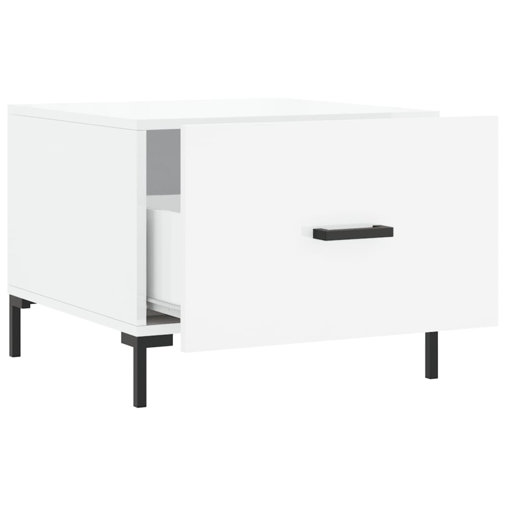 Tavolini Salotto 2pz Bianco Lucido 50x50x40cm Legno Multistrato | homemem39