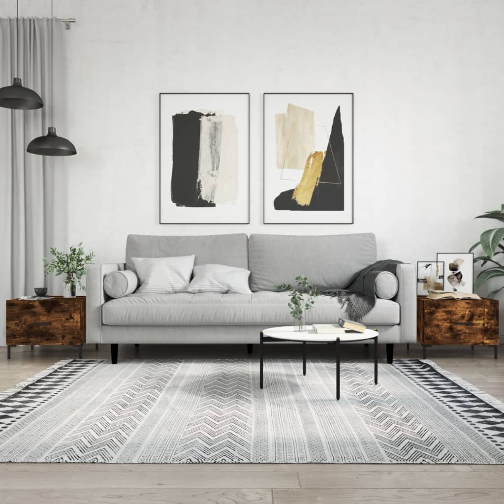 Tavolini Salotto 2 pz Rovere Fumo 50x50x40cm Legno Multistrato | homemem39