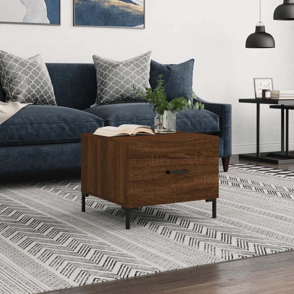 Tavolino da Salotto Rovere Marrone 50x50x40cm Legno Multistrato | homemem39