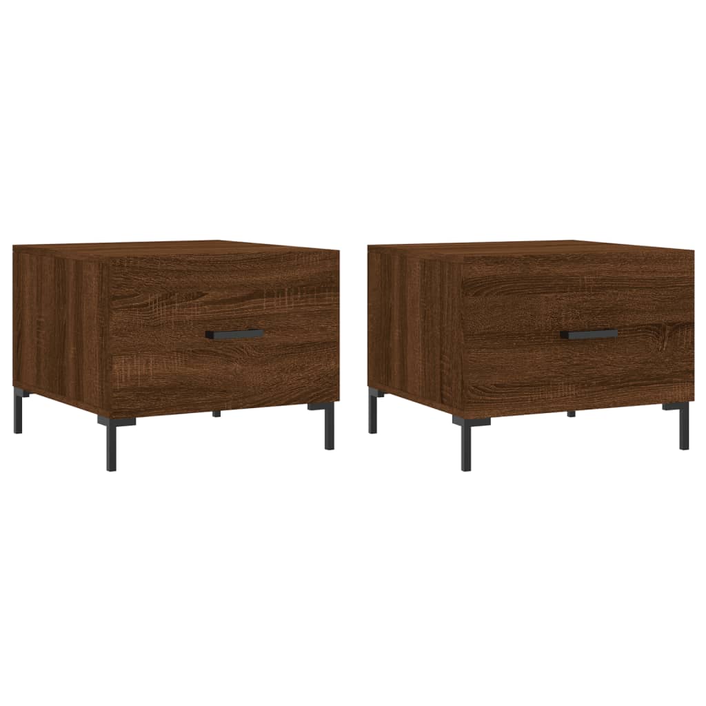 Tavolini Salotto 2 pz Rovere Marrone 50x50x40 Legno Multistrato