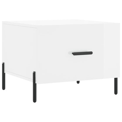 Tavolino da Salotto Bianco Lucido 50x50x40 cm Legno Multistrato