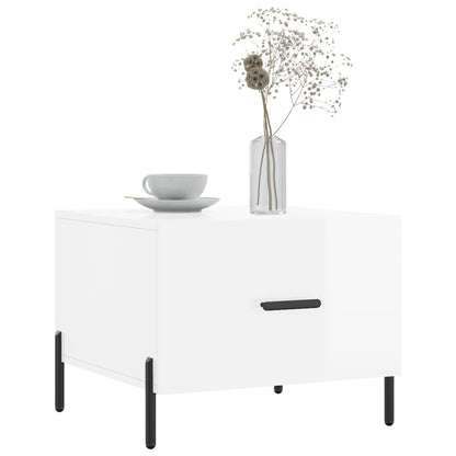 Tavolini Salotto 2pz Bianco Lucido 50x50x40cm Legno Multistrato | homemem39