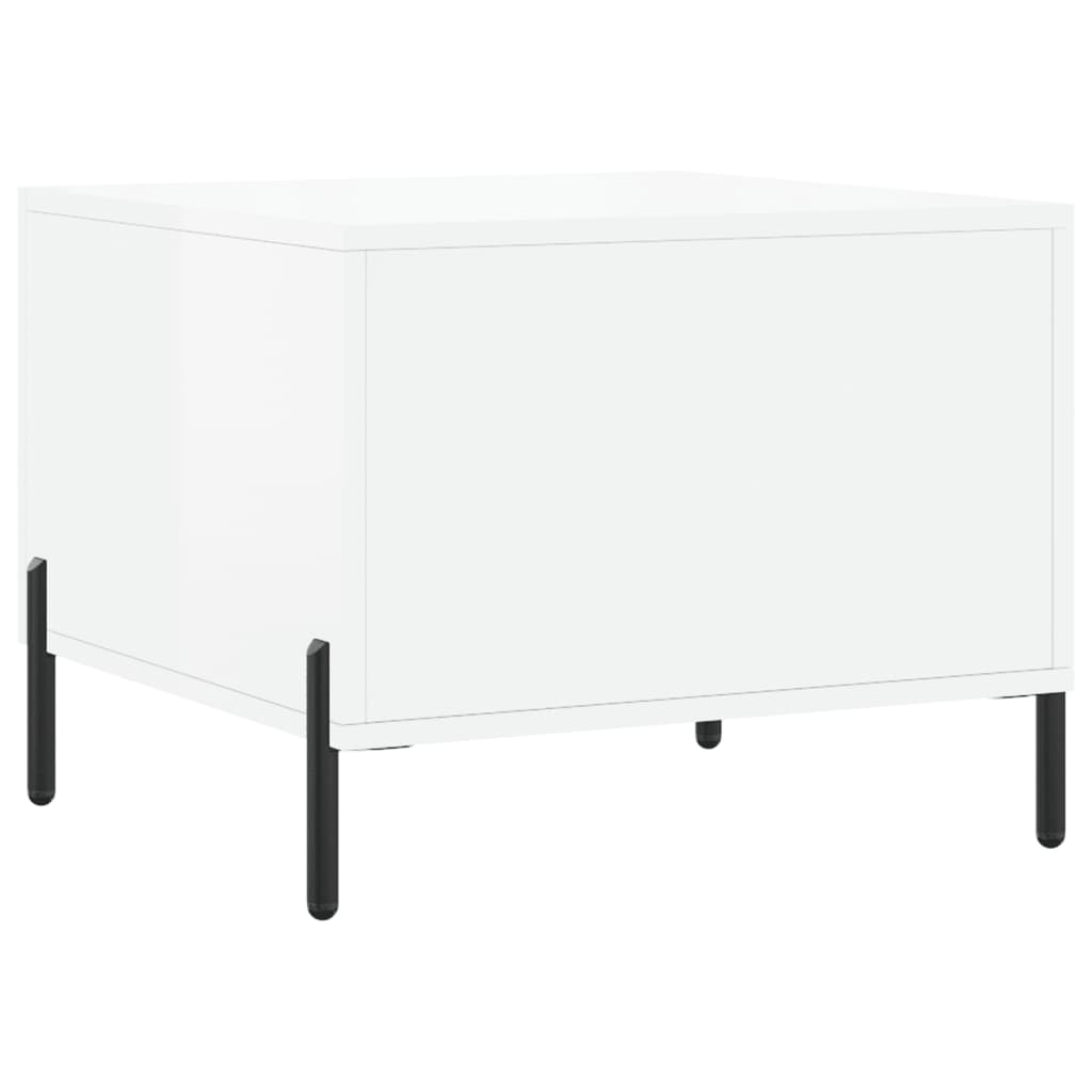 Tavolini Salotto 2pz Bianco Lucido 50x50x40cm Legno Multistrato