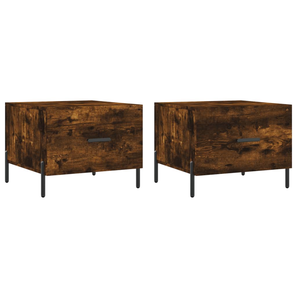 Tavolini Salotto 2 pz Rovere Fumo 50x50x40cm Legno Multistrato