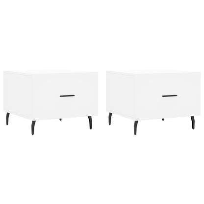 Tavolini da Salotto 2 pz Bianchi 50x50x40 cm Legno Multistrato | homemem39
