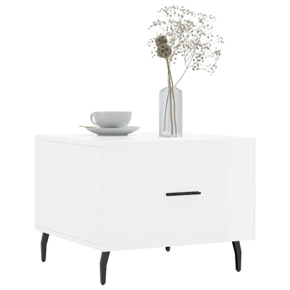 Tavolino da Salotto Bianco Lucido 50x50x40 cm Legno Multistrato