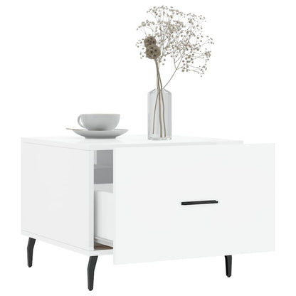 Tavolino da Salotto Bianco Lucido 50x50x40 cm Legno Multistrato
