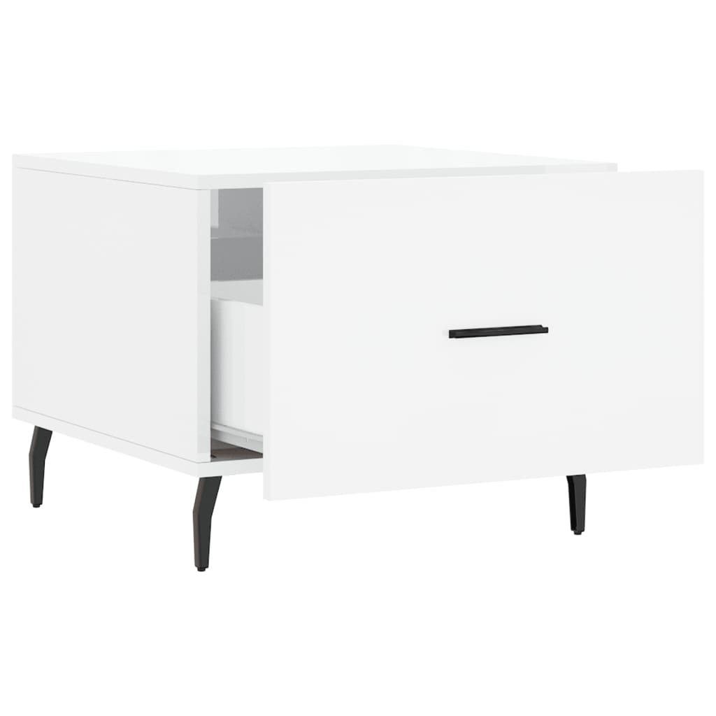 Tavolino da Salotto Bianco Lucido 50x50x40 cm Legno Multistrato | homemem39