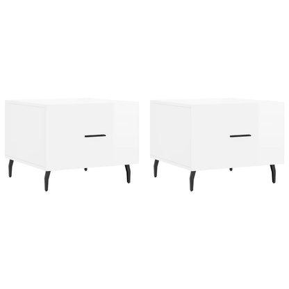 Tavolini Salotto 2pz Bianco Lucido 50x50x40cm Legno Multistrato