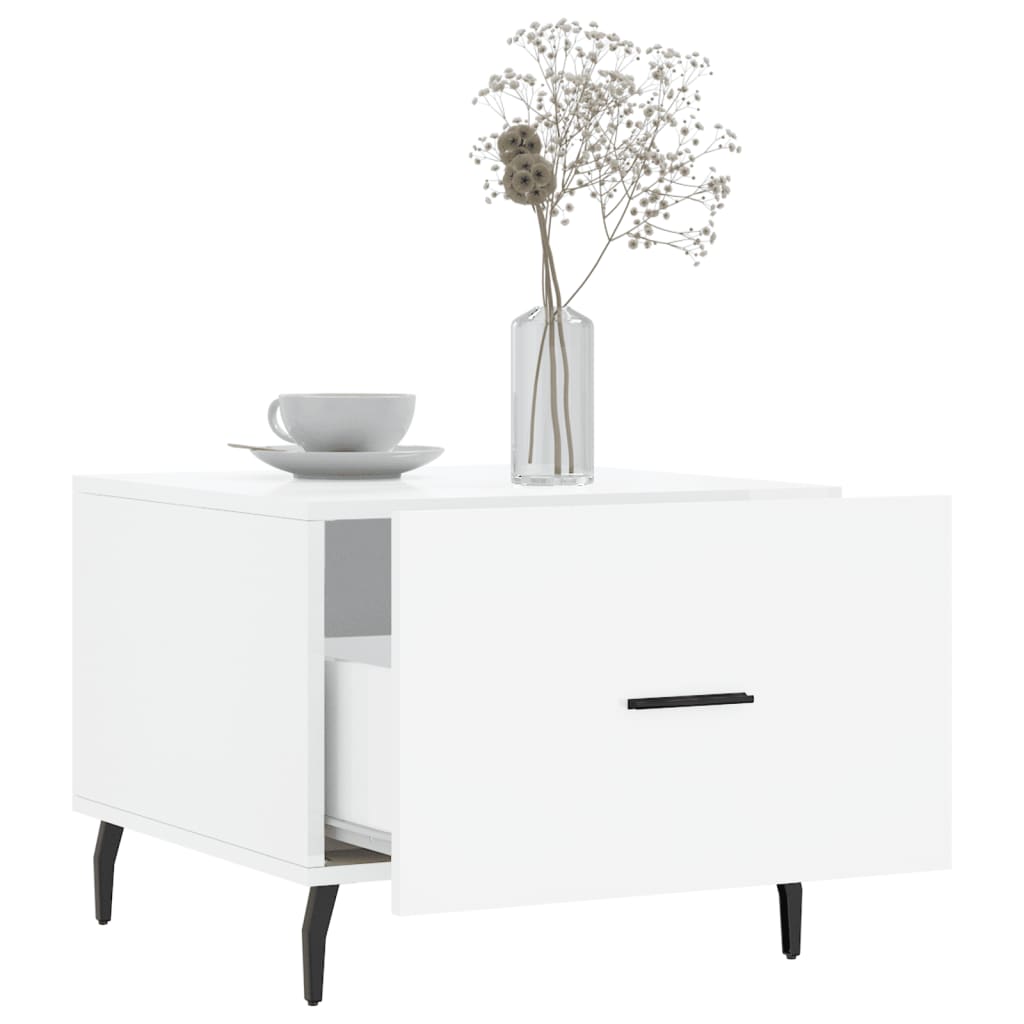 Tavolini Salotto 2pz Bianco Lucido 50x50x40cm Legno Multistrato