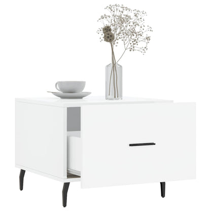 Tavolini Salotto 2pz Bianco Lucido 50x50x40cm Legno Multistrato