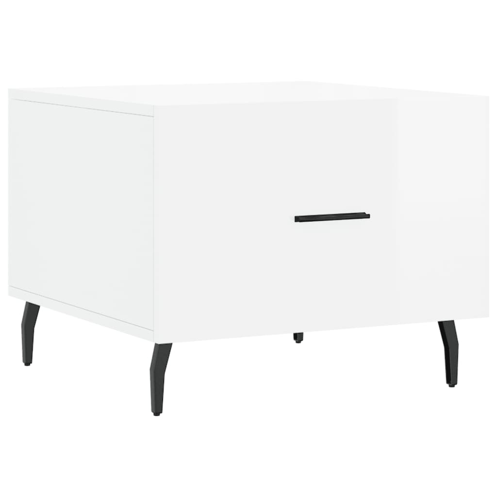 Tavolini Salotto 2pz Bianco Lucido 50x50x40cm Legno Multistrato
