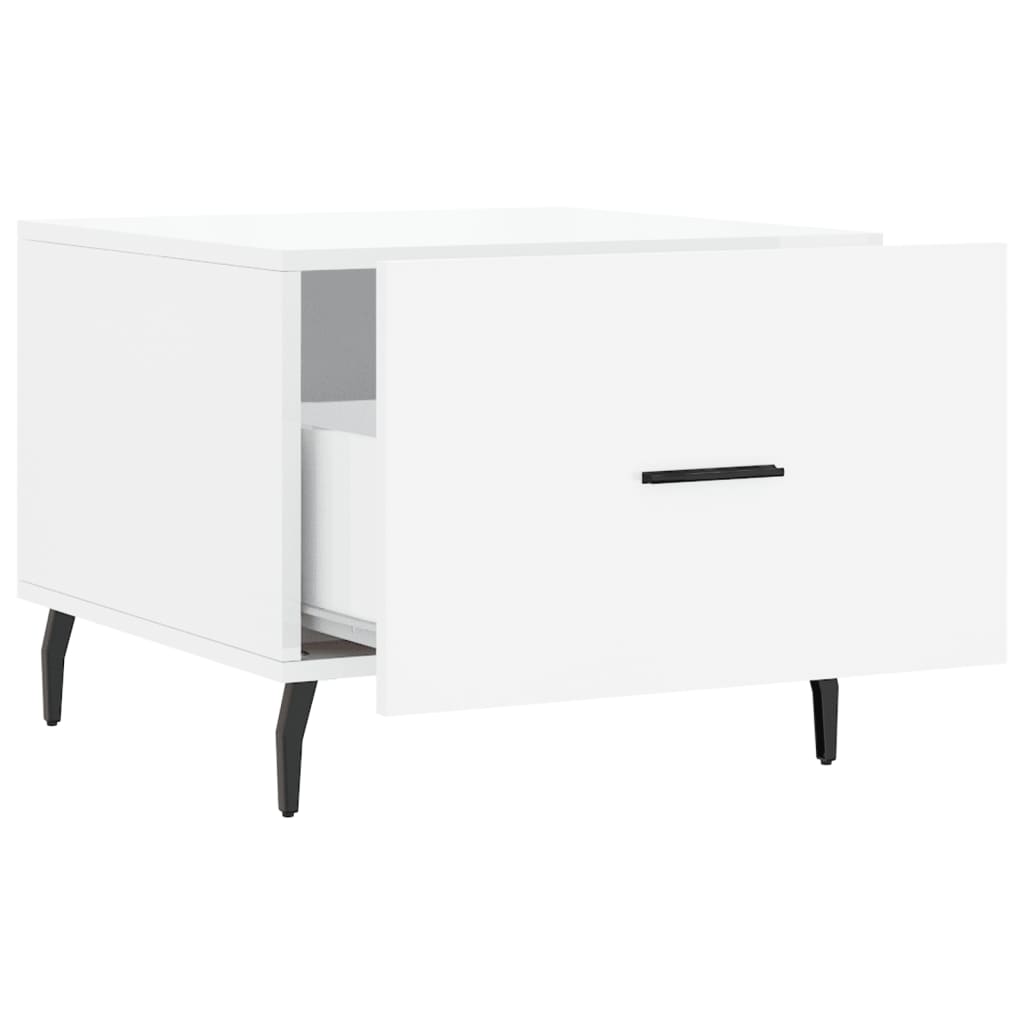 Tavolini Salotto 2pz Bianco Lucido 50x50x40cm Legno Multistrato